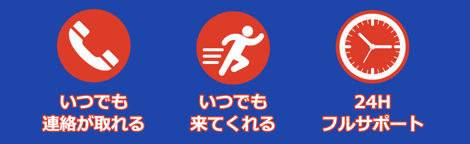 いつでも連絡がとれる。いつでもきてくれる。24Hフルサポート